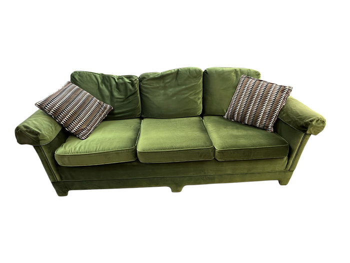 Mid-Century Green Velvet Sofa