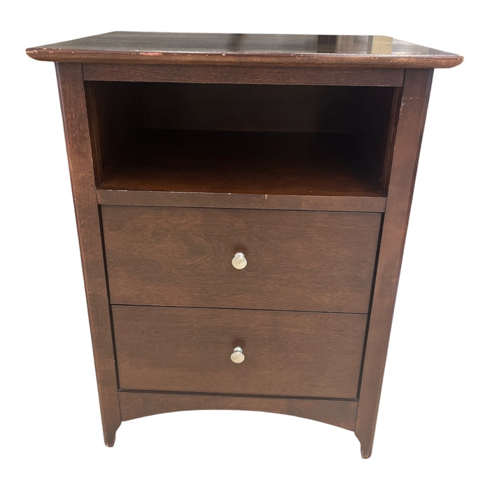 Dark Wood Nightstand w/ Open Shelf