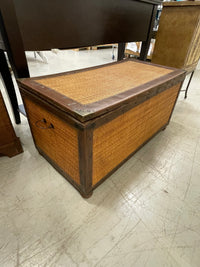 Vintage Storage Chest with Cane Inlay Design