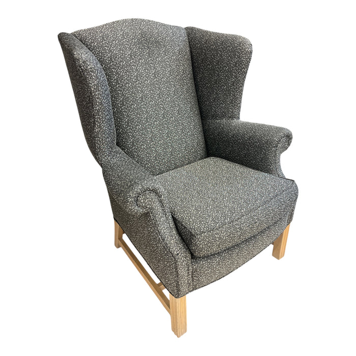 Patterned Wingback Chair w/ Matching Ottoman