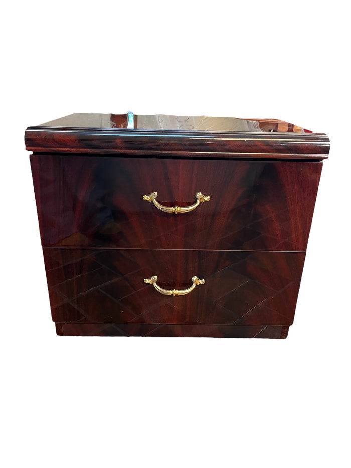 2 Drawer Nightstand With Brass Handles