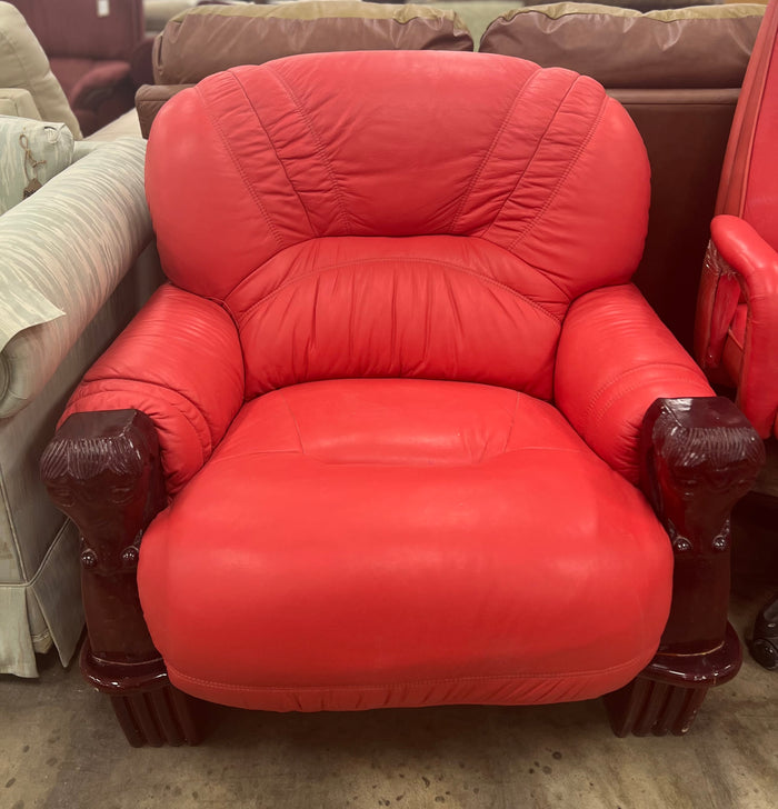 Vintage Upholstered Bright Red Armchair