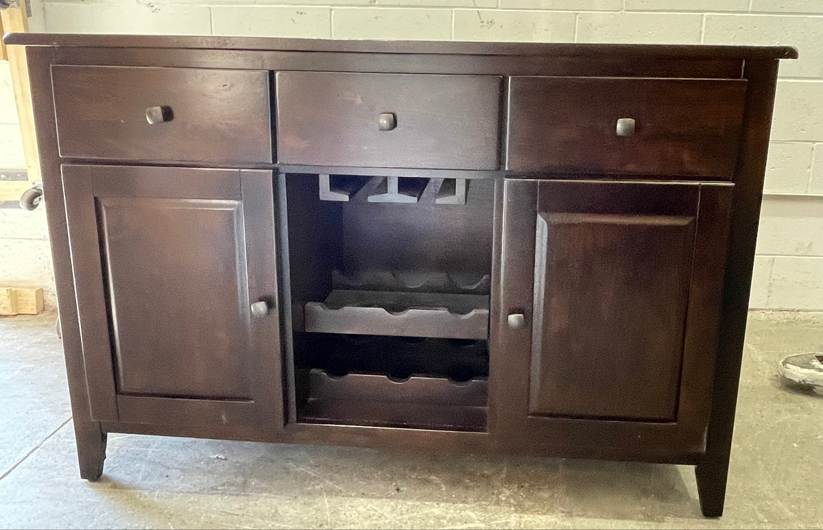 Dark Wooden Sideboard Bar with Bottle Storage