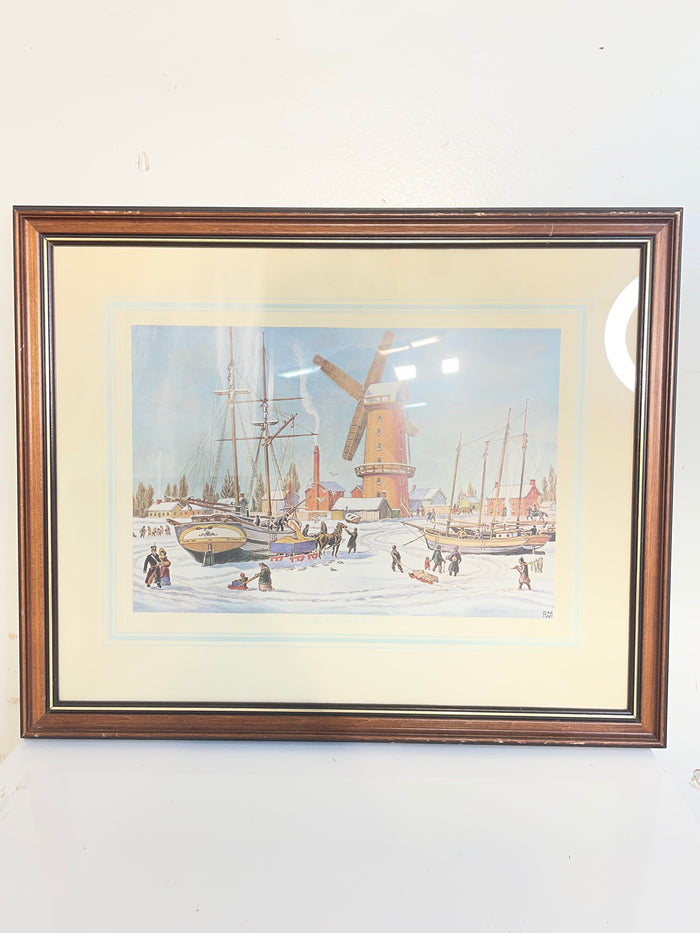 Framed Print of "Grist to the Mill, Winter, 1835" by Rowley W. Murphy