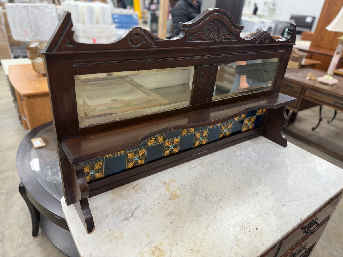 Dark Mahogany Brown Marble Top Dressing Table