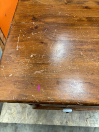 Large Wooden Hall Tree with Oval Mirror