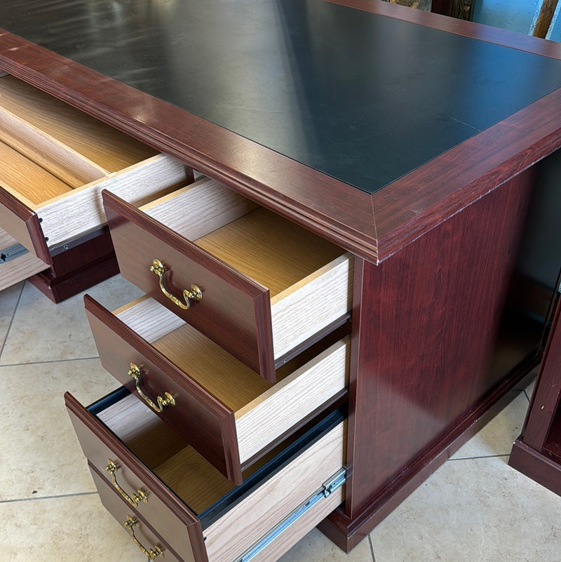 Maroon Desk - 6 Drawers