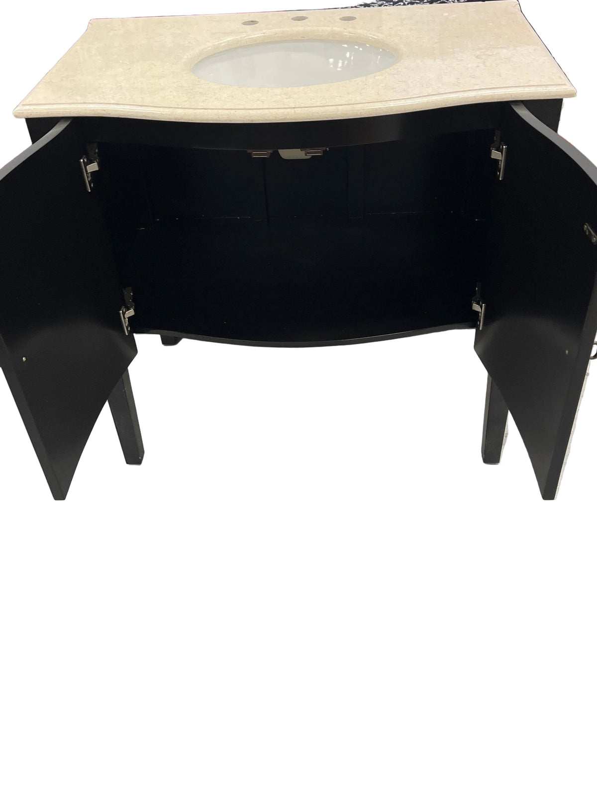36" Brown Freestanding Vanity With 2-Door & Marble Top