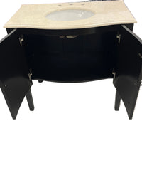 36" Brown Freestanding Vanity With 2-Door & Marble Top