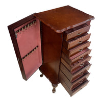 Traditional Wooden Jewelry Armoire with Mirror and Side Necklace Cabinet