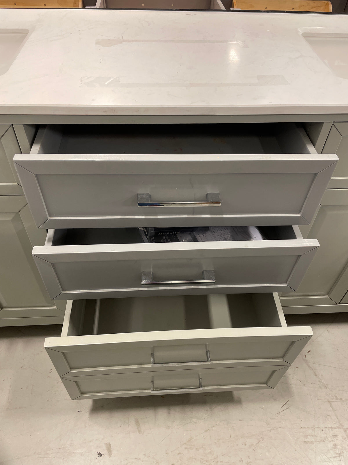 72"W Grey Vanity W/ Quartz Countertop