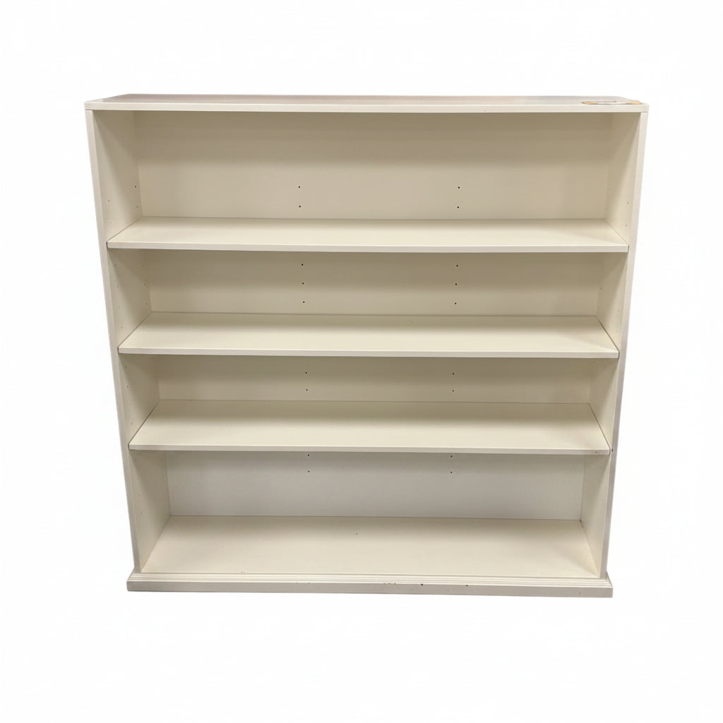 Wide White Wooden Bookshelf