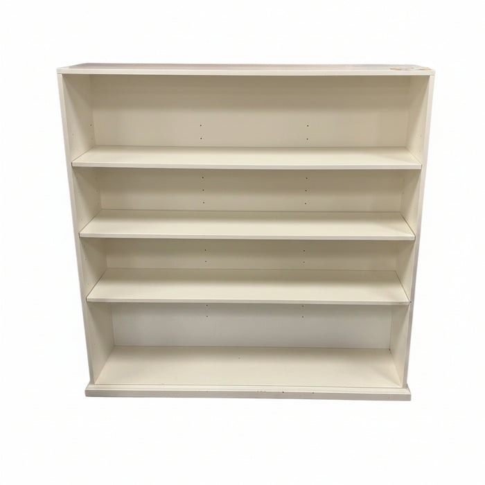Wide White Wooden Bookshelf