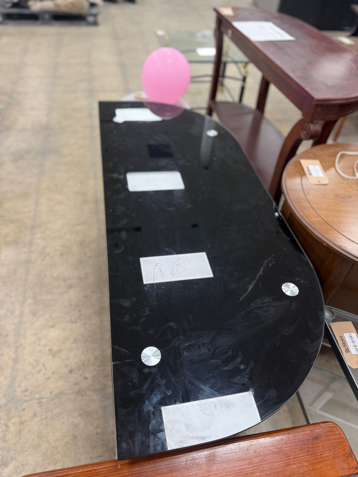 Black Glass Top TV Stand