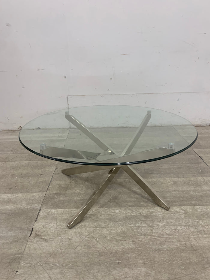 Glass Top Coffee Table With Chrome Metal Base