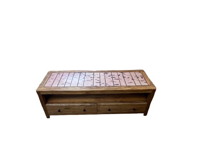 Rustic Wooden Console Table With Storage Drawers