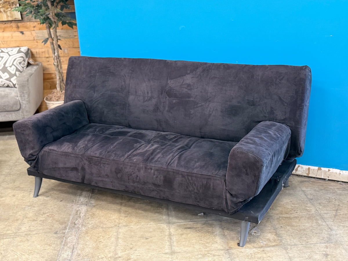 Black Velvet 3-Seater Futon