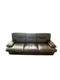 Dark Brown Leather 3-Seater Sofa