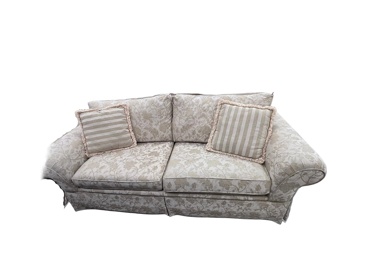 Elegant Skirted Cream Floral Sofa