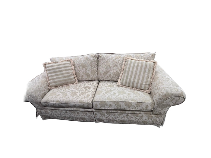 Elegant Skirted Cream Floral Sofa