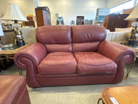 Burgundy Faux Leather Loveseat