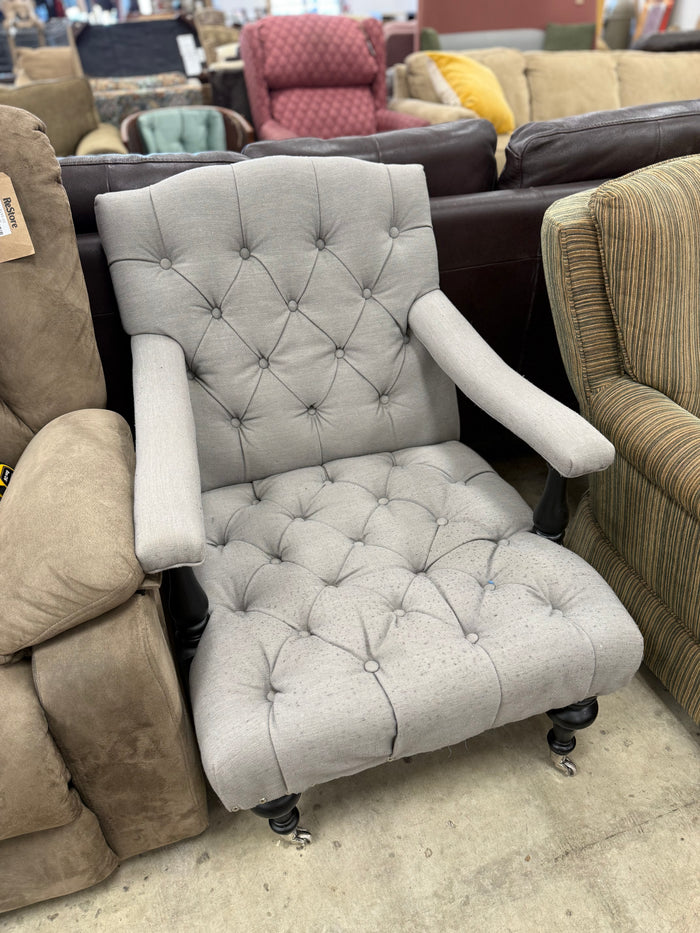 Light Grey Tufted Armchair