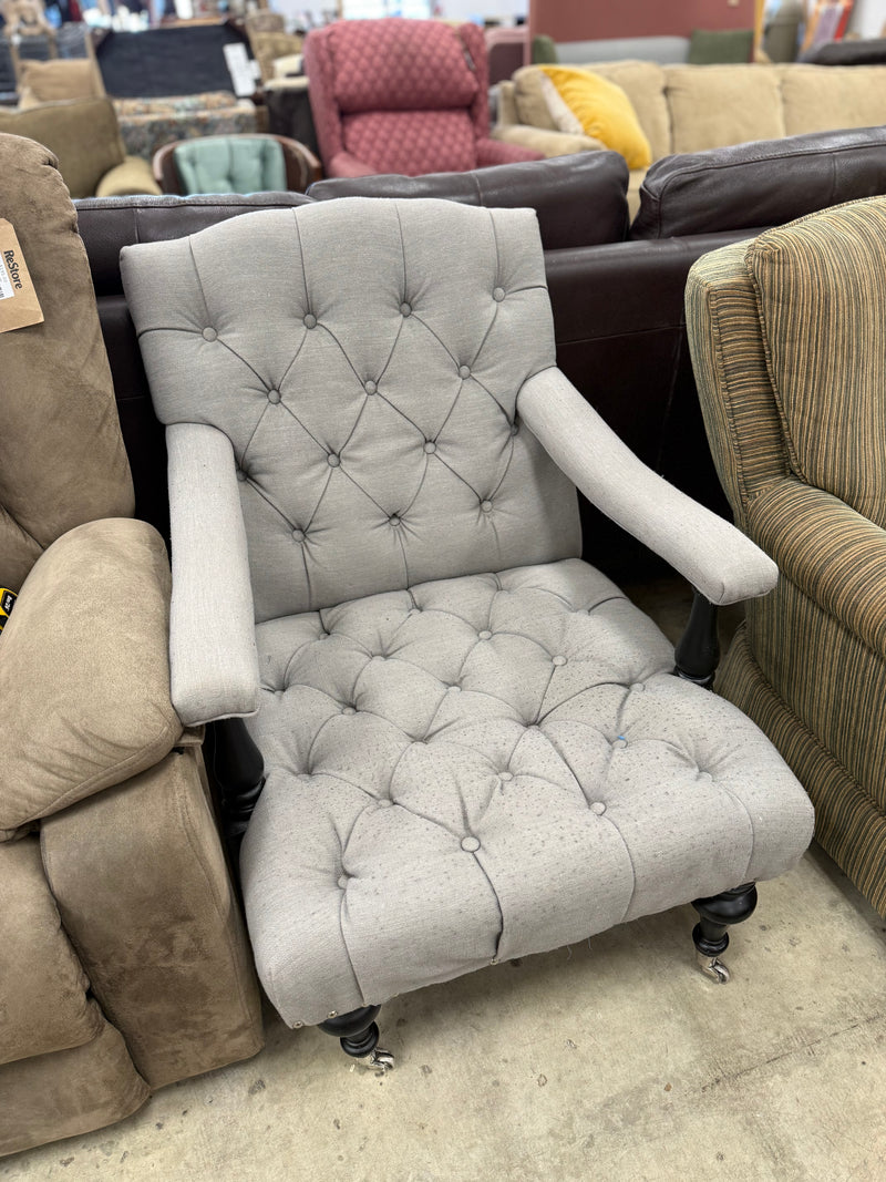 Light Grey Tufted Armchair