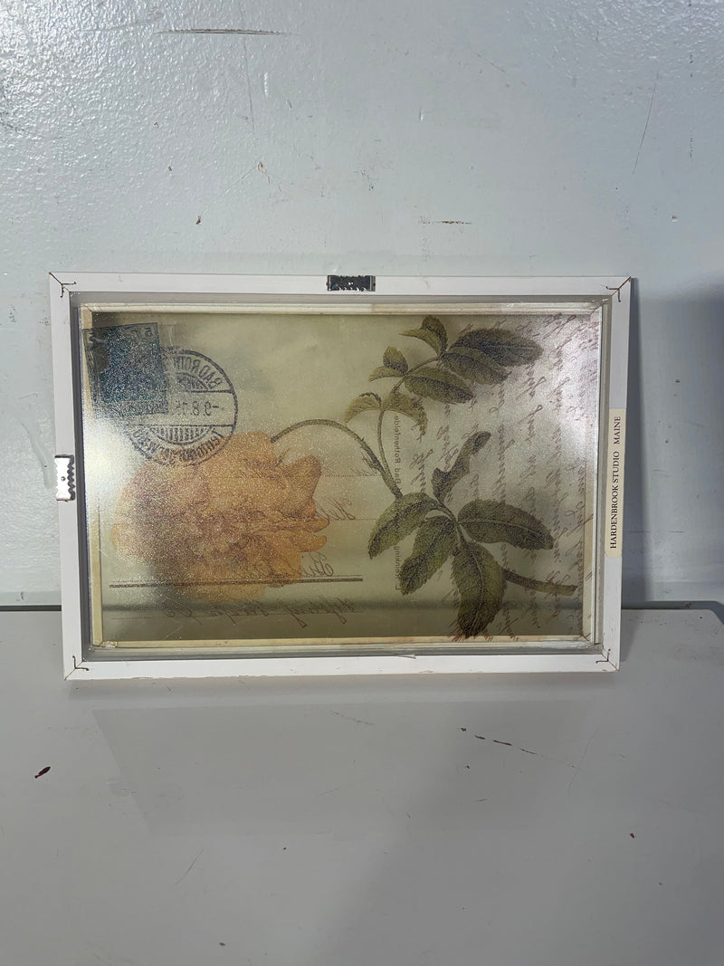 Framed Glass Art - Orange Flower