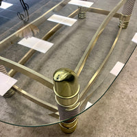 52-Inch W Vintage Italian Coffee Table – Glass Top with Brass Frame