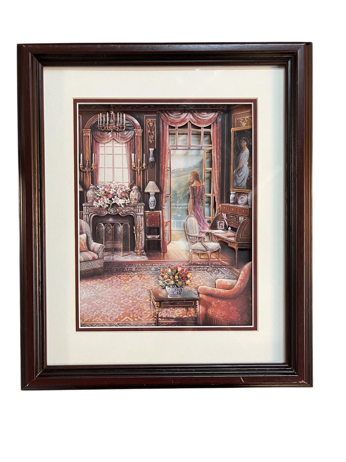 Victorian Parlour Diorama- Red Wooden Frame & White Background