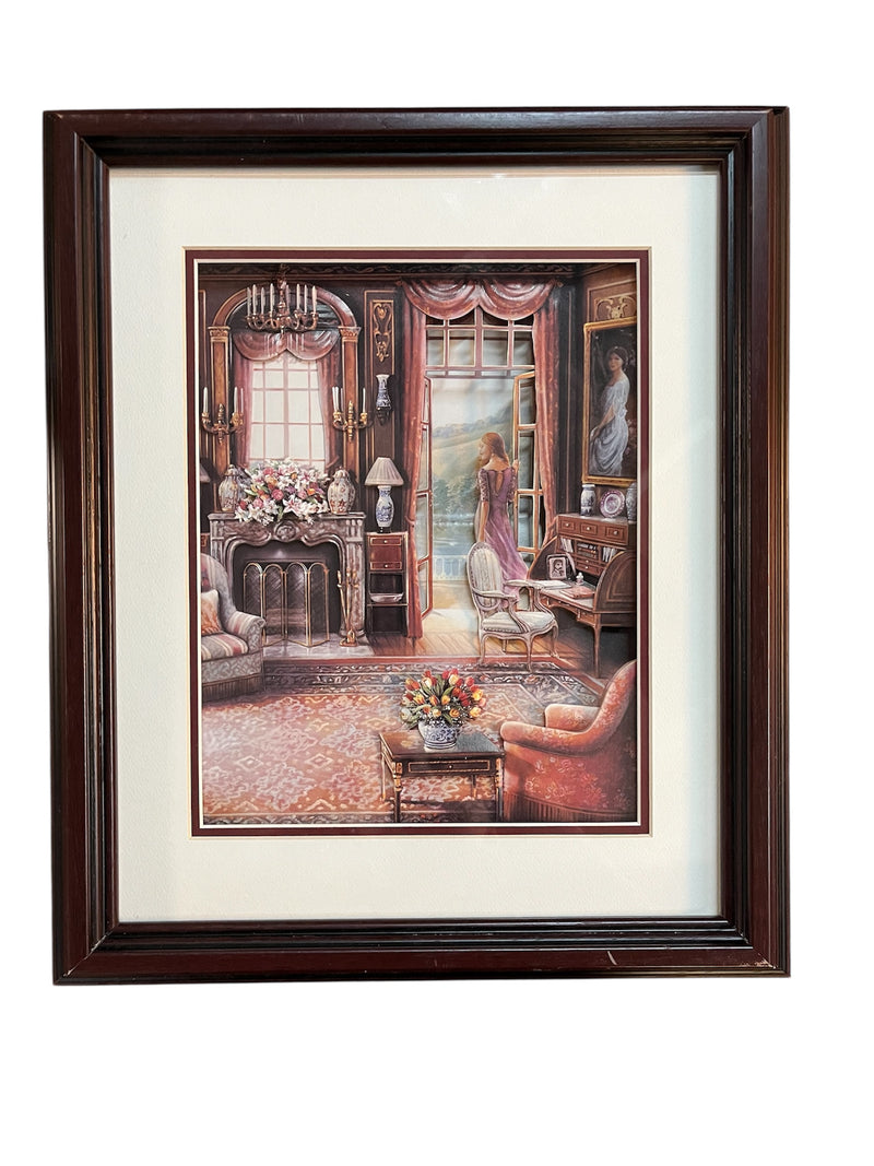 Victorian Parlour Diorama- Red Wooden Frame & White Background