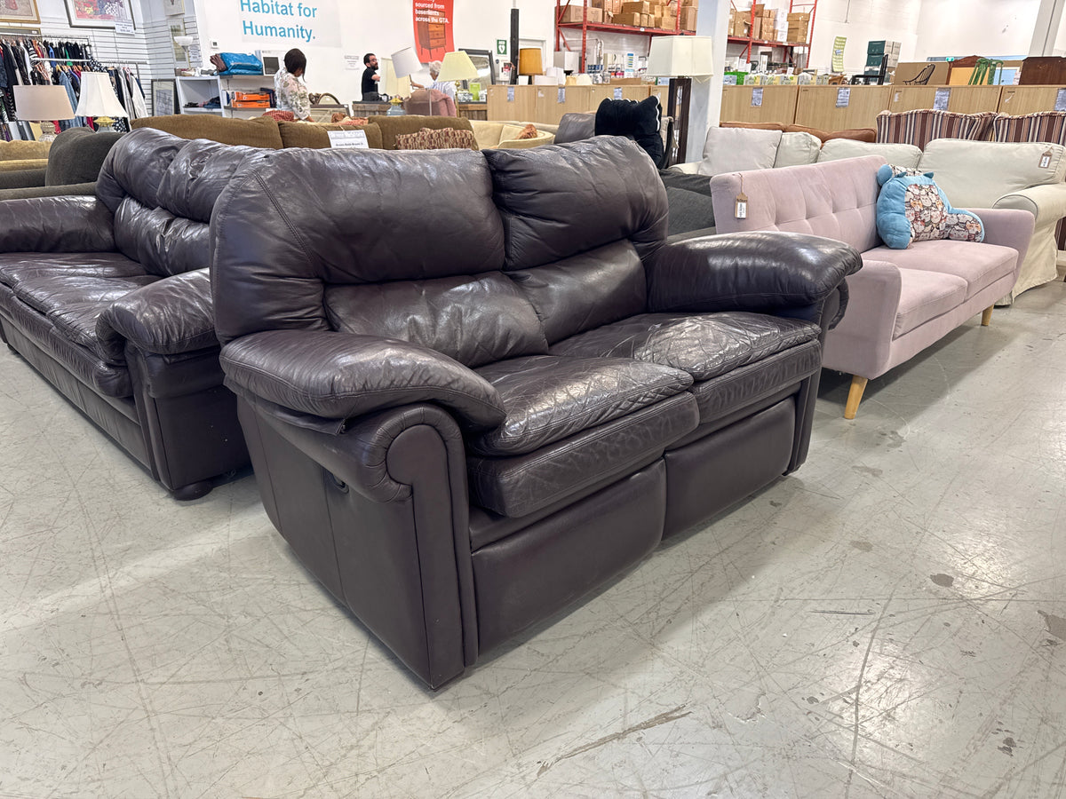 2 Seater Brown Leather Recliner