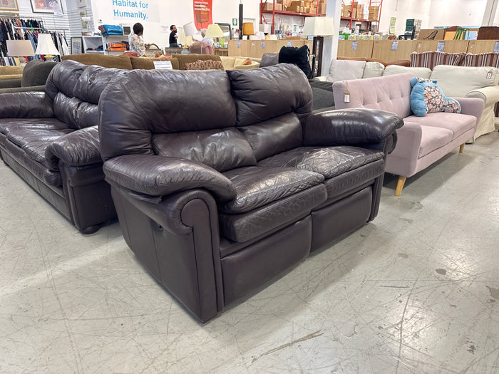 2 Seater Brown Leather Recliner