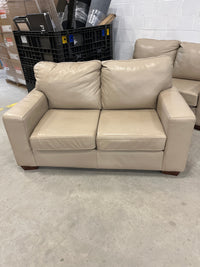 61" Beige Leather Loveseat Sofa
