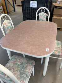 60"W White Dining Table & 4 Chairs
