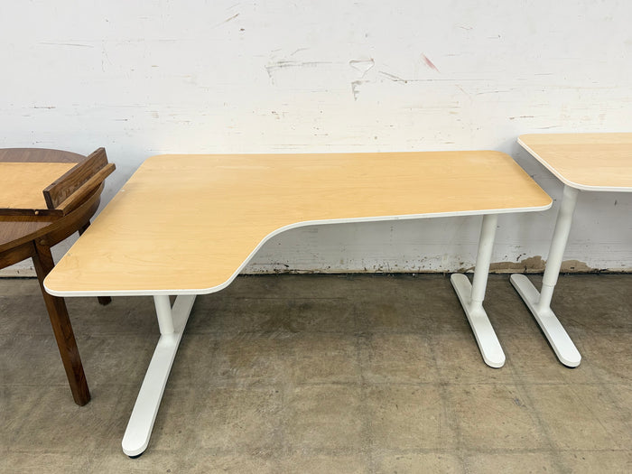 Beige Wood Top Corner Desk