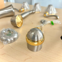 5-Piece Tub Filler Trim Set with Lever Handles, Satin Nickel & Gold – TKL805F-SNGD