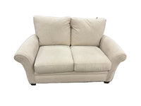 Cream Plush Loveseat with Throw Pillows