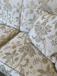 78" Cream Floral Pattern Cushioned Sofa