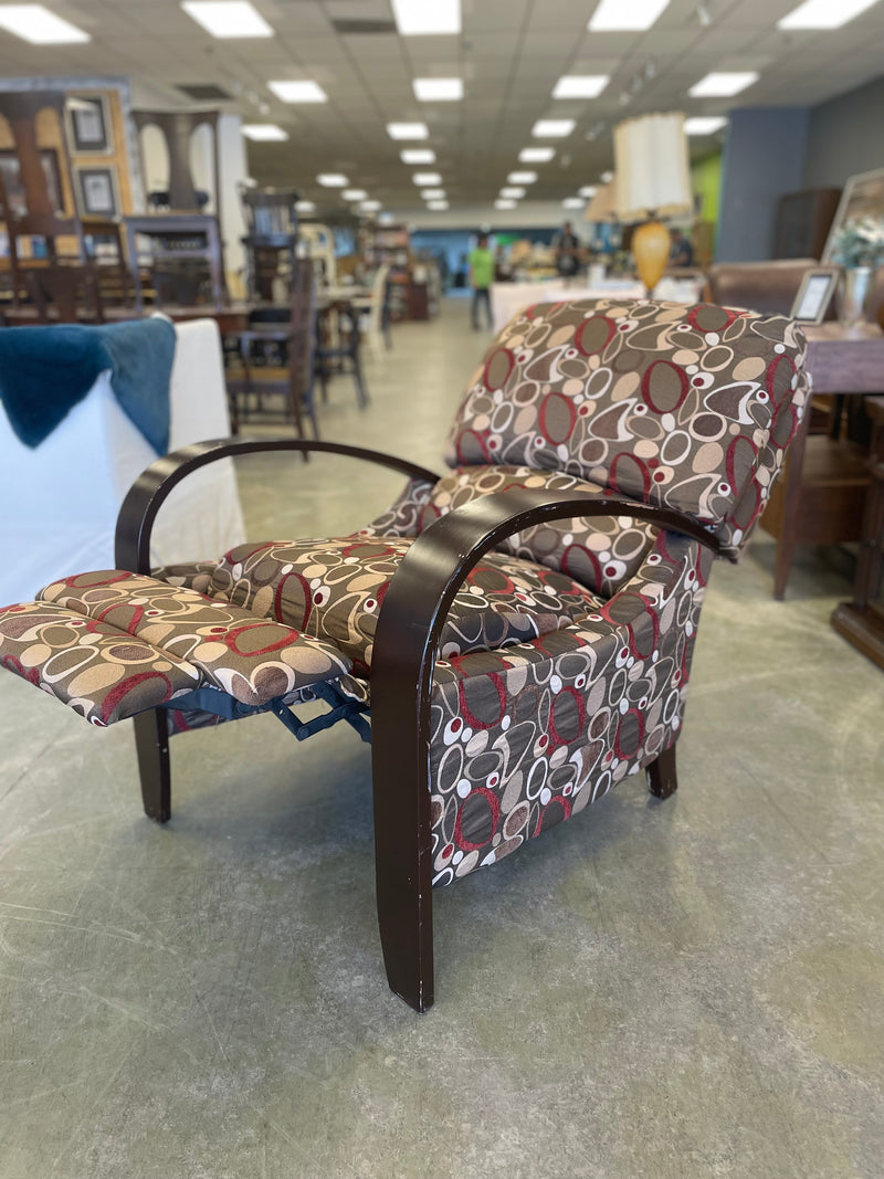 Brown & Red Cushioned Recliner