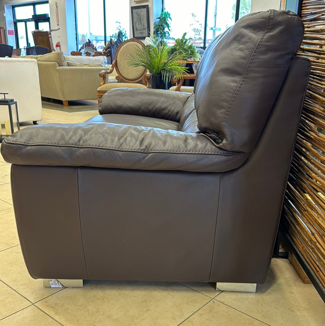 Brown Leather Loveseat