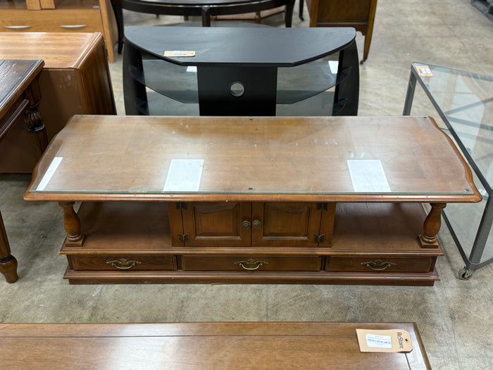 Long Mahogany Brown Coffee Table