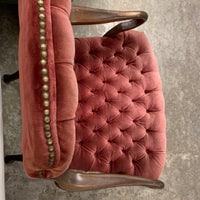 27-Inch W Vintage Velvet Accent Chair – Tufted Upholstery, Wooden Frame
