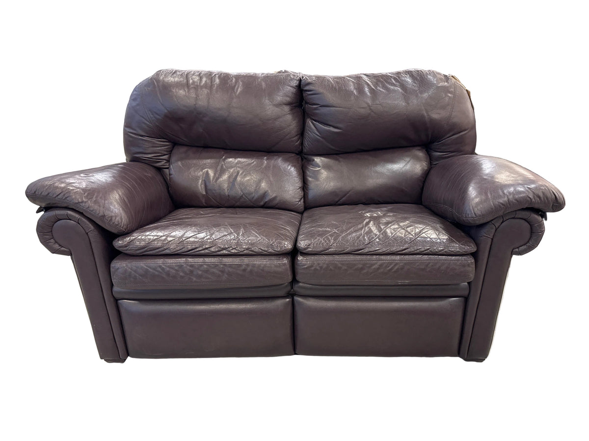 2 Seater Brown Leather Recliner