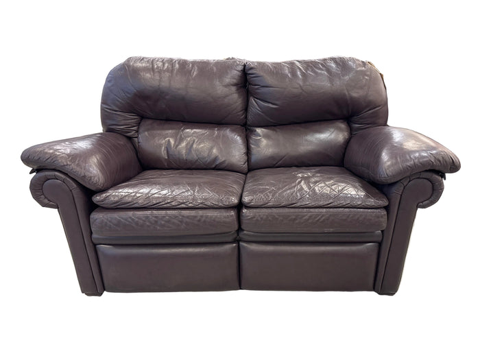 2 Seater Brown Leather Recliner