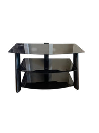 Black 3-Tier Glass TV Stand