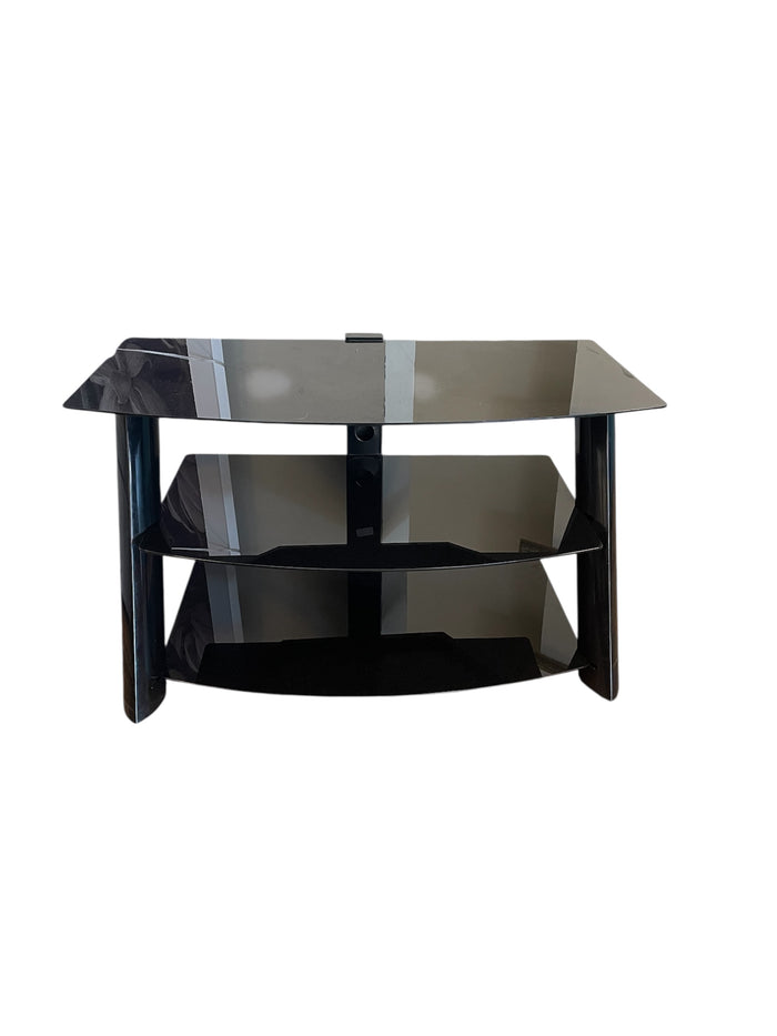 Black 3-Tier Glass TV Stand