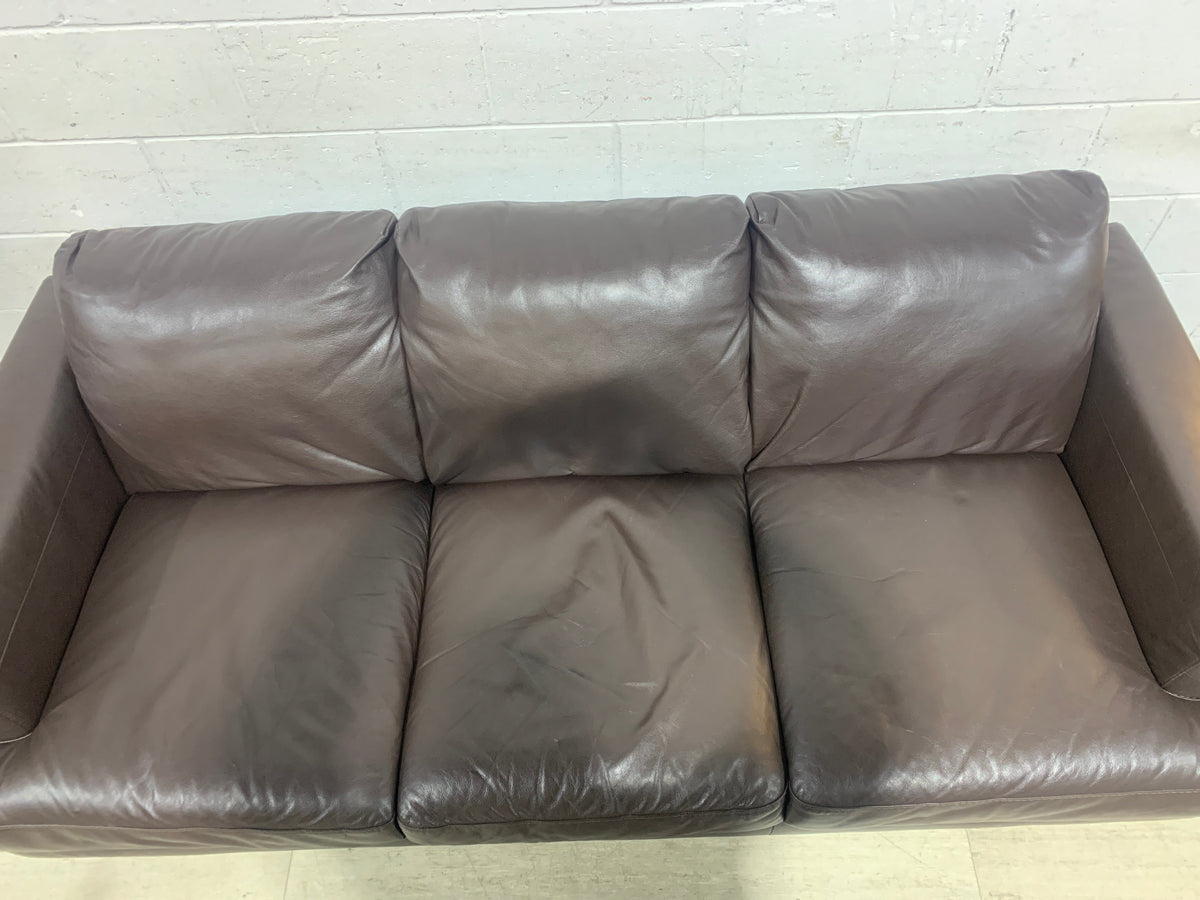 Dark Brown Leather sofa with Ottoman