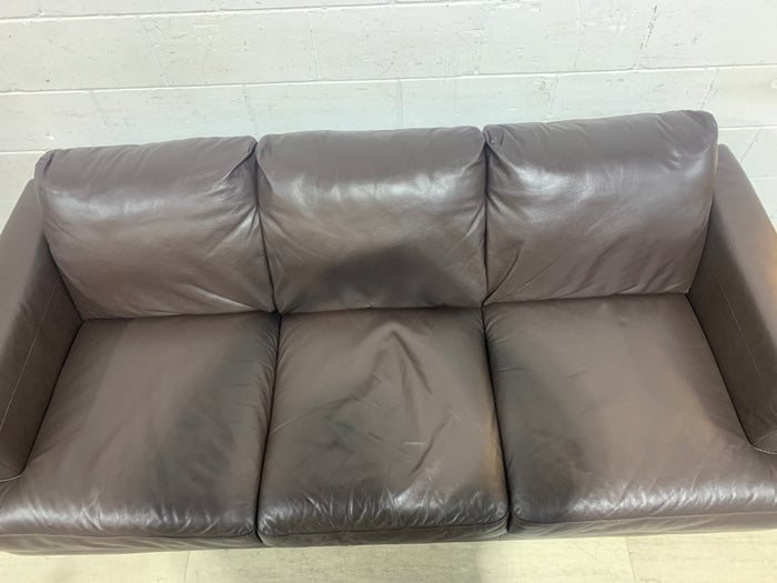 Dark Brown Leather sofa with Ottoman