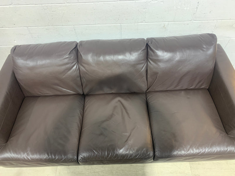 Dark Brown Leather sofa with Ottoman